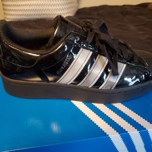 Adidas superstar bold patent leather sneakers!!